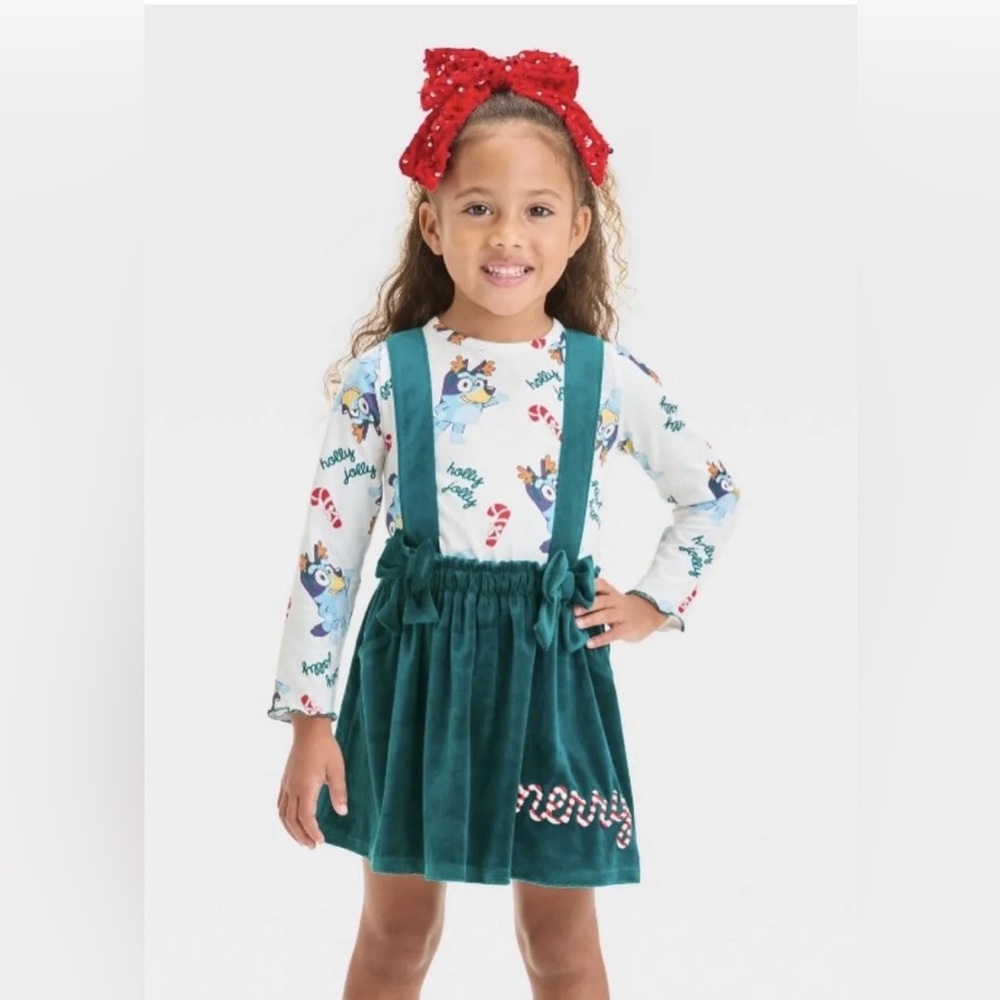 2T Bluey Velvet Christmas Dress